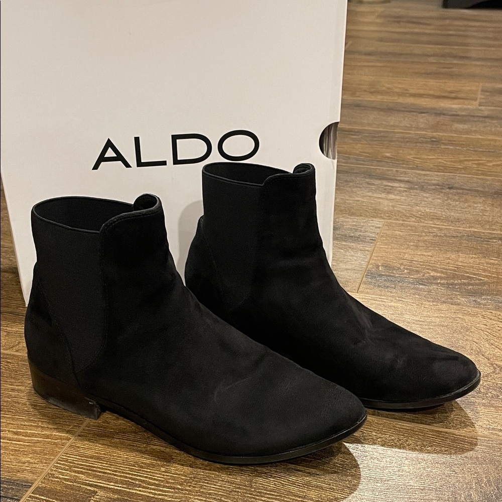 Aldo Black Suede Ankle Boots